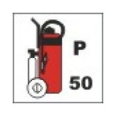 Mobile (wheeled) dry powder fire extinguisher (50kg) 150x150mm
